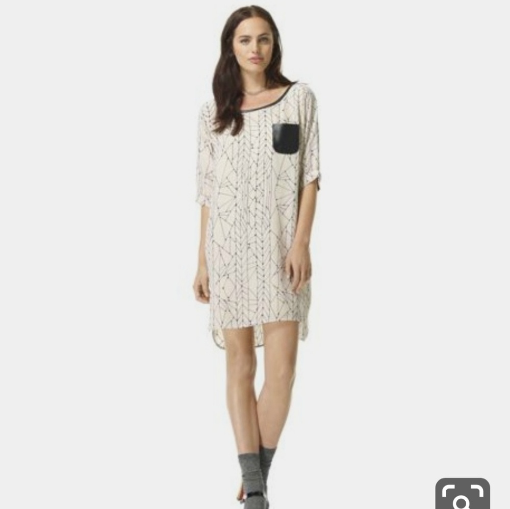 Club Monaco silk and leather shirt dress